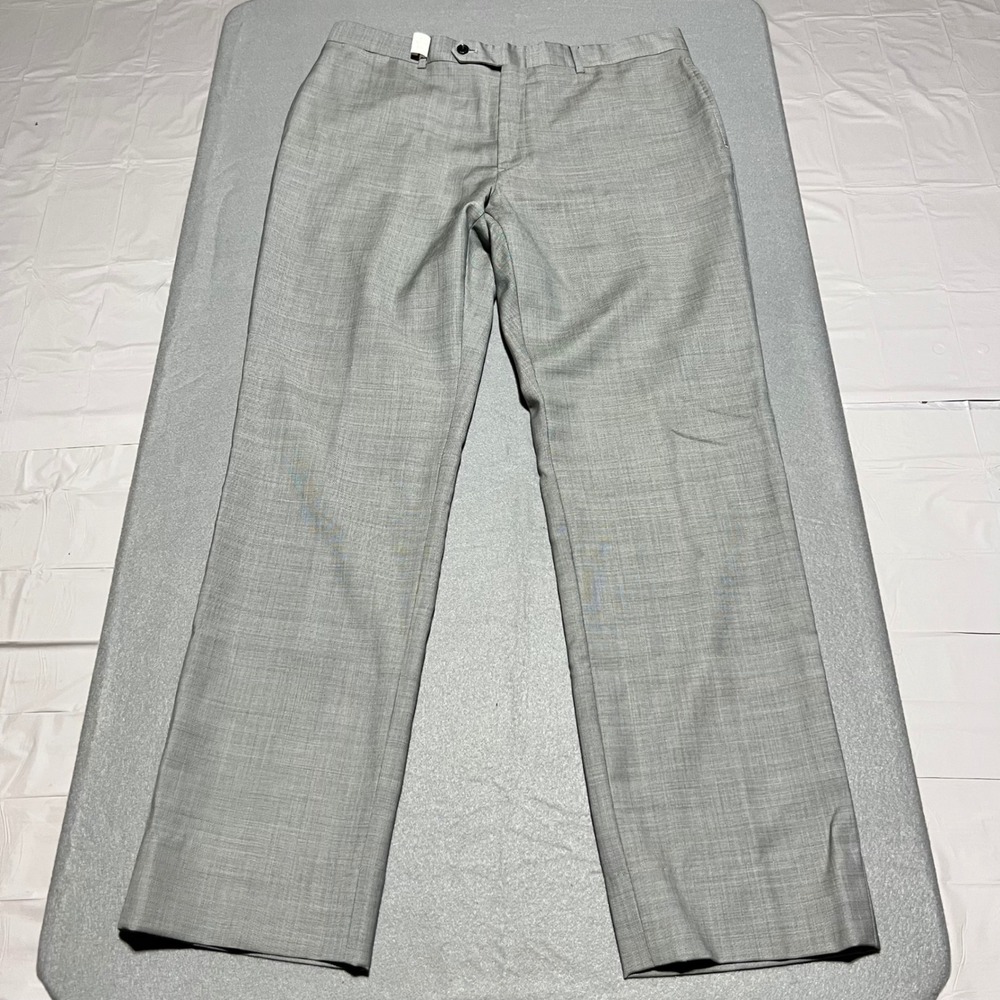 Tommy Hilfiger Mens Gray 100% Wool Flat Front Dress Pants Trousers 36x32